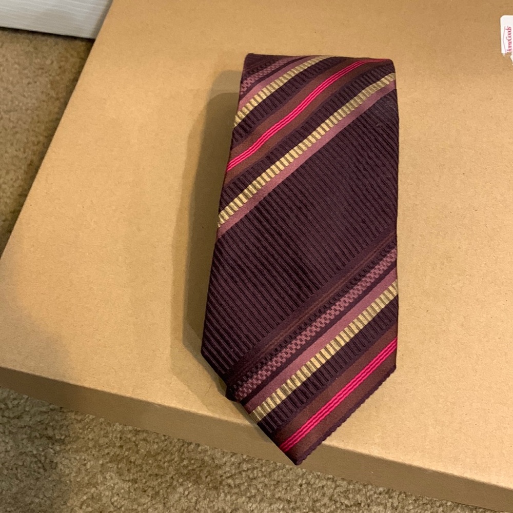 HUGO BOSS regimental striped pink and wine tie